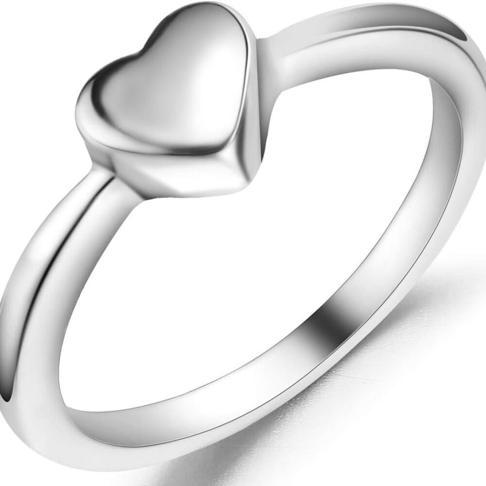 Stainless Steel Heart Shaped Wedding Engagement Promise Statement Anniversary Ri